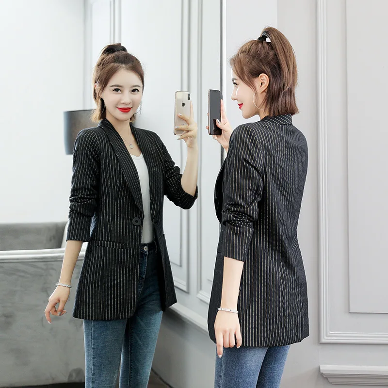 2019 Autumn New Style WOMEN'S Dress Korean-style Versatile Stripes Mid-length Slimming Ol Elegant Casual Suit Coat Fashion
2019 Autumn New Style WOMEN'S Dress Korean-style Versatile Stripes Mid-length Slimming Ol Elegant Casual Suit Coat Fashion
