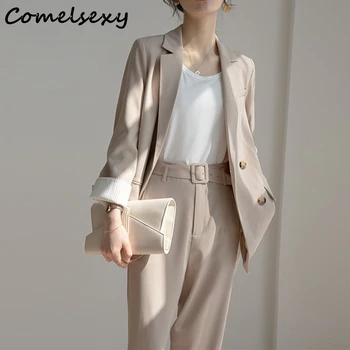 Comelsexy Double Breasted Notched Blazer & Sashes Pant Office Wear Female Set 2020 Autumn Winter New Formal Women's Pant Suits
Comelsexy Double Breasted Notched Blazer & Sashes Pant Office Wear Female Set 2020 Autumn Winter New Formal Women's Pant Suits