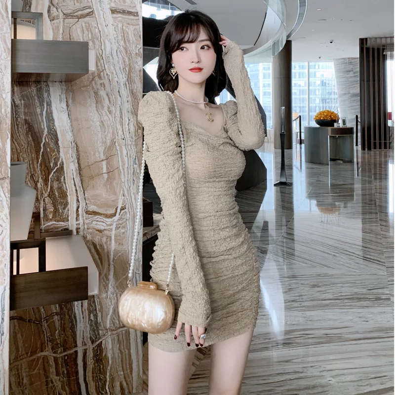 2020 autumn new retro folds slim square neck dress Office Lady Polyester Sheath Knee-Length Square Collar Natural
2020 autumn new retro folds slim square neck dress Office Lady Polyester Sheath Knee-Length Square Collar Natural