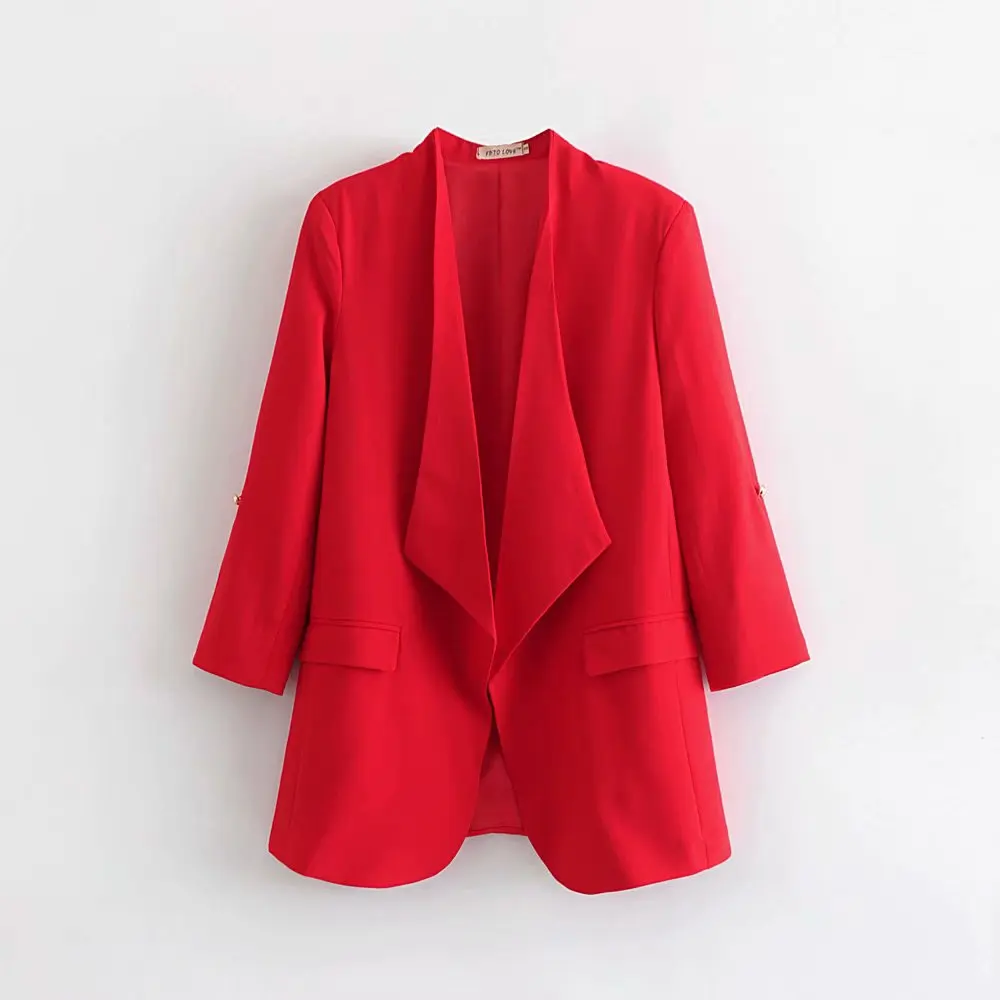 Spring New Style Europe And America WOMEN'S Dress-Style Solid Color Fold-down Collar Casual Loose-Fit Suit Jacket W2106
Spring New Style Europe And America WOMEN'S Dress-Style Solid Color Fold-down Collar Casual Loose-Fit Suit Jacket W2106