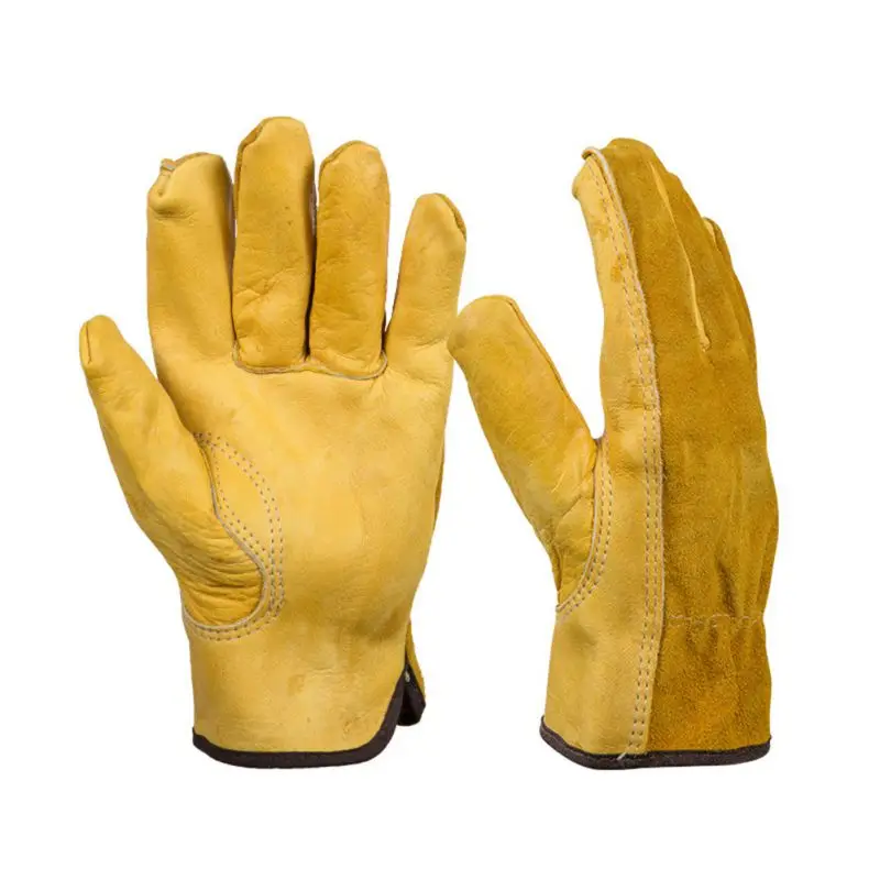 Work Gloves Cowhide Security Protection Wear Welding Moto Hunting Gloves 1 Pair