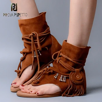Prova Perfetto Bohemia Lady Summer Sandalias Thong Slip On Tassel Fringe High Quality Suede Leather Boots Sandal Femme Shoe
Prova Perfetto Bohemia Lady Summer Sandalias Thong Slip On Tassel Fringe High Quality Suede Leather Boots Sandal Femme Shoe