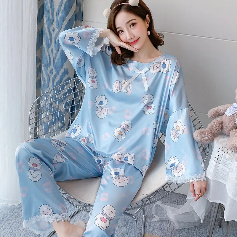 Wmyqdlq Pyjamas Spring and Autumn Ice Silk Pajamas Feminine Lace Long Pyjama Sleeve Suit Simulation Silk Homewear Pijama Set
Wmyqdlq Pyjamas Spring and Autumn Ice Silk Pajamas Feminine Lace Long Pyjama Sleeve Suit Simulation Silk Homewear Pijama Set