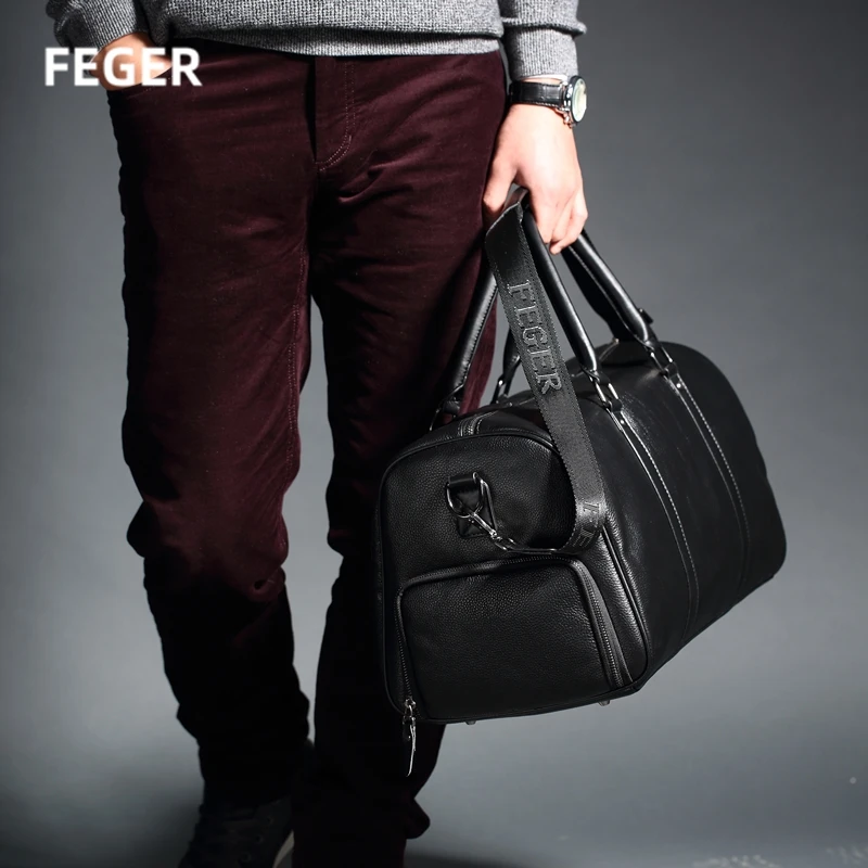 FEGER мужская сумка для путешествий из натуральной кожи спортивная на выходные