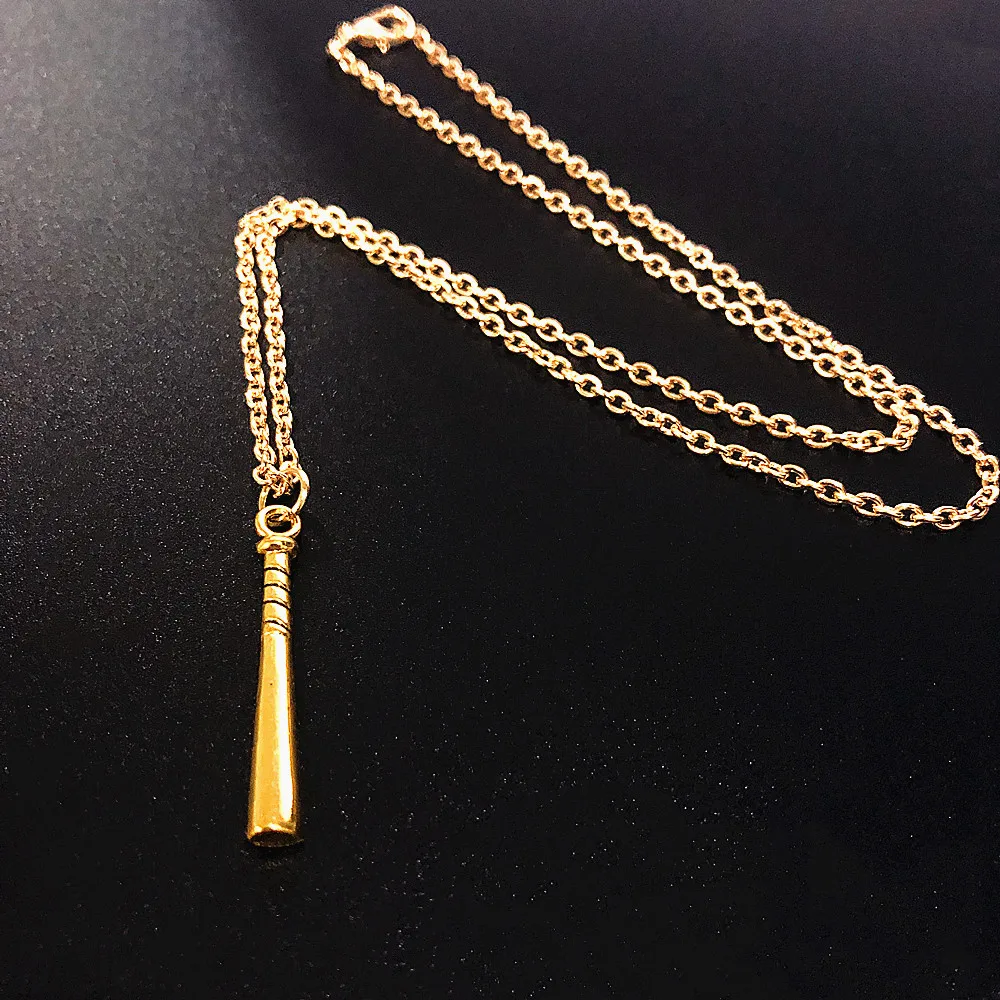 

New Fashion Necklace 35x5mm Antique Gold baseball bat club Pendants Short Long Women Men Colar Gift Jewelry Choker