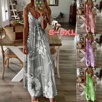 WEPBEL Women V Neck Dress Floral Sleeveless Sexy Fashion Casual A Line Flower Ladies Long Maxi Dresses 
WEPBEL Women V Neck Dress Floral Sleeveless Sexy Fashion Casual A Line Flower Ladies Long Maxi Dresses
