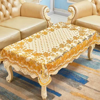 European-Style Tablecloth Rectangular Household Bronze PVC Tablecloth Waterproof Oil-Proof Lace Plastic Tea Table Tablecloth
European-Style Tablecloth Rectangular Household Bronze PVC Tablecloth Waterproof Oil-Proof Lace Plastic Tea Table Tablecloth