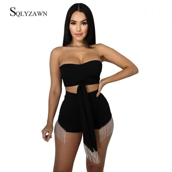 Summer Party Tassel Rhinestones Two Piece Set Female Bodycon Bow Strapless Tube Crop Top + Shorts Fashion Matching Set Outfit
Summer Party Tassel Rhinestones Two Piece Set Female Bodycon Bow Strapless Tube Crop Top + Shorts Fashion Matching Set Outfit