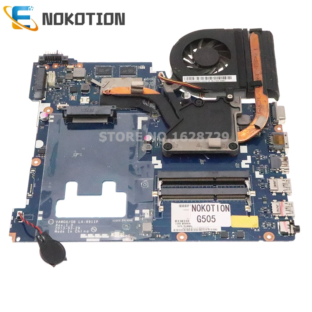 NOKOTION VAWGA GB LA-9911P для Lenovo IdeaPad G505 системная плата CPU + HD8570M/R5 M230 GPU с радиатором