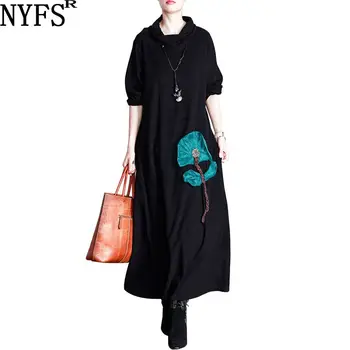 NYFS 2020 New Autumn Long Dress Loose Three-dimensional flower style Vintage Women dress Vestidos Robe Elbise Dresses 
NYFS 2020 New Autumn Long Dress Loose Three-dimensional flower style Vintage Women dress Vestidos Robe Elbise Dresses