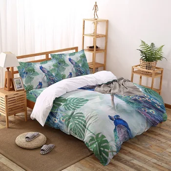 Peacock Watercolor Leaves Printed Duvet Cover Set 4 Piece Bedding Set Home Textile Customizable 
Peacock Watercolor Leaves Printed Duvet Cover Set 4 Piece Bedding Set Home Textile Customizable