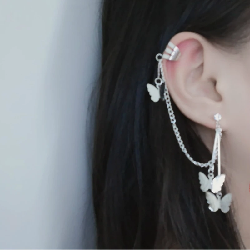 Korean Earings Fashion Jewelry Butterfly Tassel Ear Pin Chain Double Earrings Oorbellen Luxury Designer Jewelry For Women
Korean Earings Fashion Jewelry Butterfly Tassel Ear Pin Chain Double Earrings Oorbellen Luxury Designer Jewelry For Women