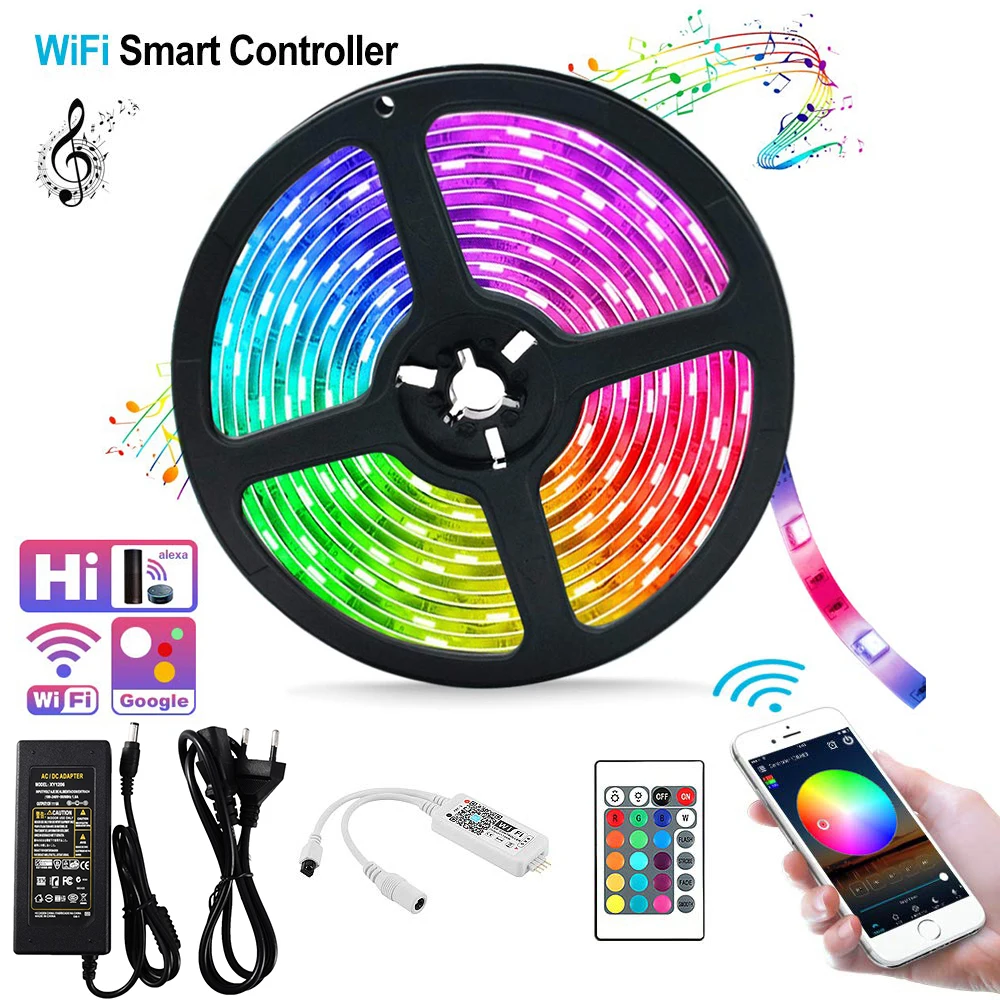 LED Strip Lights WiFi Wireless Smart Phone Controlled Kit LED Lights Working with Android and iOS System Alexa Google Assistant
LED Strip Lights WiFi Wireless Smart Phone Controlled Kit LED Lights Working with Android and iOS System Alexa Google Assistant