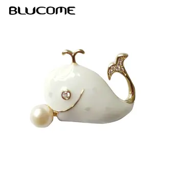 Blucome Copper Cute Little Dolphin Brooch Pins Micro-inlaid Zircon Natural Freshwater Pearl White Shell Paint Animal Brooches 
Blucome Copper Cute Little Dolphin Brooch Pins Micro-inlaid Zircon Natural Freshwater Pearl White Shell Paint Animal Brooches