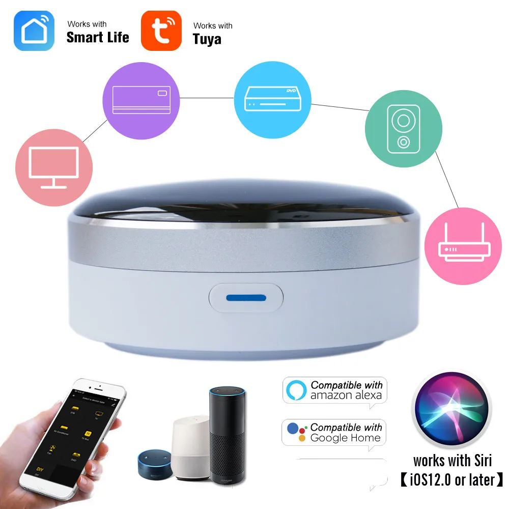 Universal IR Smart Remote Control WiFi + Infrared Home Control Hub Tuya App Works with Google Assistant Alexa Siri
Universal IR Smart Remote Control WiFi + Infrared Home Control Hub Tuya App Works with Google Assistant Alexa Siri