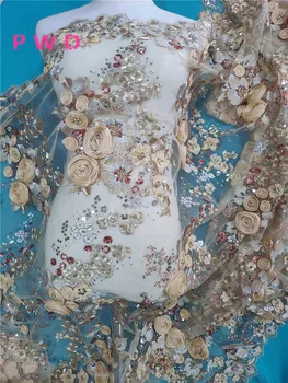 Gold Color High Quality African Lace Fabric 2019 French 3D Appliqued Net Lace Fabric Embroidered Tulle Mesh Lace for Wedding
Gold Color High Quality African Lace Fabric 2019 French 3D Appliqued Net Lace Fabric Embroidered Tulle Mesh Lace for Wedding