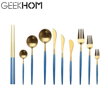 GEEKHOM Stainless Steel Dinnerware Cutlery Set Eco Friendly Golden Fork Spoon Knife Set Reusable Cutlery Tableware
GEEKHOM Stainless Steel Dinnerware Cutlery Set Eco Friendly Golden Fork Spoon Knife Set Reusable Cutlery Tableware