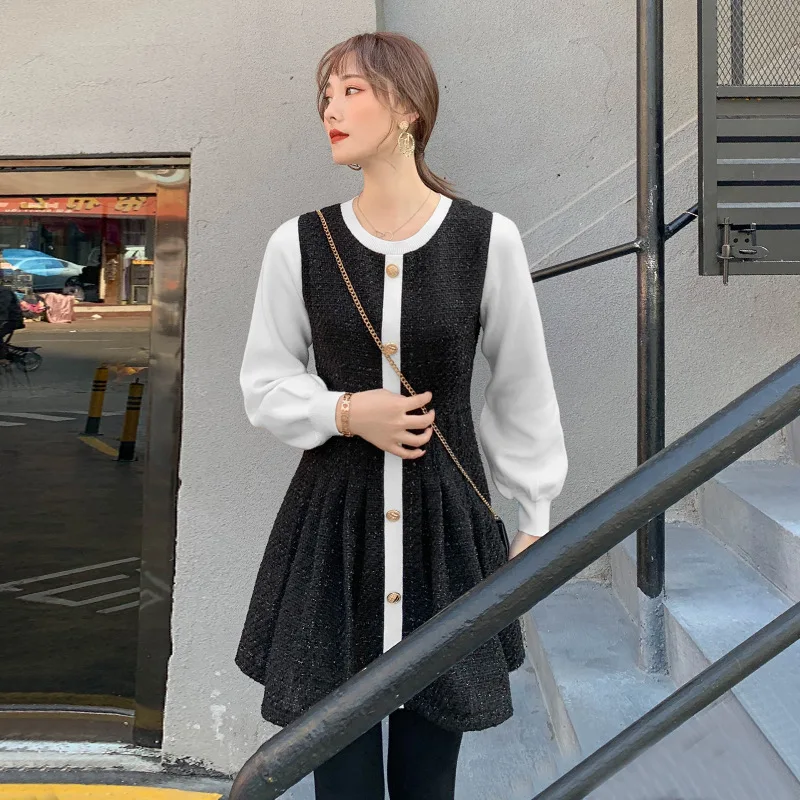 2020 Spring Clothing Korean-style New Style Crew Neck Casual Skirt Children Fashion Contrast Color Joint Lantern Sleeve Elegant
2020 Spring Clothing Korean-style New Style Crew Neck Casual Skirt Children Fashion Contrast Color Joint Lantern Sleeve Elegant