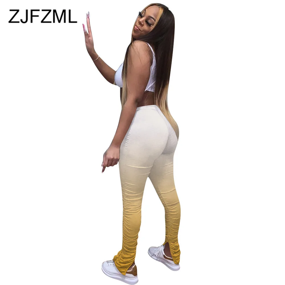 Stacked Legging Pants with Split Hem Grandient Mid-waist Flare Trousers Drawstring Full Length Pencil Pants Jogger Elastic Pants
Stacked Legging Pants with Split Hem Grandient Mid-waist Flare Trousers Drawstring Full Length Pencil Pants Jogger Elastic Pants