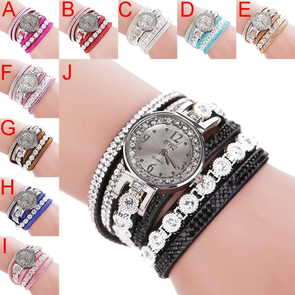 CCQ Fashion Women Vintage Shining Crystal Leather Bracelet Small Dial Analog Quartz Wrist Watch Diamond reloj mujer Female Clock
CCQ Fashion Women Vintage Shining Crystal Leather Bracelet Small Dial Analog Quartz Wrist Watch Diamond reloj mujer Female Clock