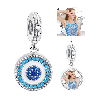 Fashion Jewelry Custom Photo Beads Clear CZ Round evil eye Pendant Charms for Women Female 925 Sterling Silver Jewelry 2019
Fashion Jewelry Custom Photo Beads Clear CZ Round evil eye Pendant Charms for Women Female 925 Sterling Silver Jewelry 2019