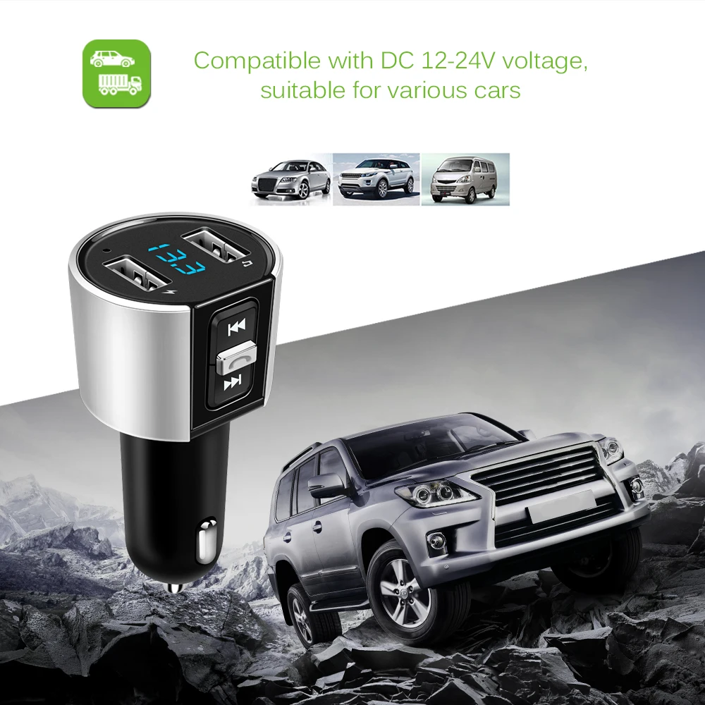 

2USB Car Bluetooth FM Transmitter 5V/ 3.4A Dual USB Ports Charger U-Disk MP3 Player Transmiter for Car Hands-free Calling