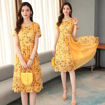2020 Vintage Yellow Floral Chiffon Midi Dresses Spring Summer Plus Size Print Runway Dress Elegant Women Bodycon Party Vestidos
2020 Vintage Yellow Floral Chiffon Midi Dresses Spring Summer Plus Size Print Runway Dress Elegant Women Bodycon Party Vestidos