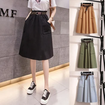 Women High Waist Skirt Long Thin Section Loose Skirt Large Pocket Solid Color Skirt A-word Skirt Female Spring Autumn
Women High Waist Skirt Long Thin Section Loose Skirt Large Pocket Solid Color Skirt A-word Skirt Female Spring Autumn