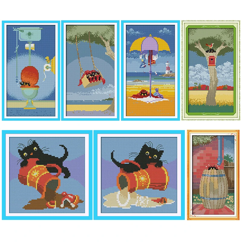 Black Cat Joy Sunday Stamped Cross Stitch Kit Patterns Printed 14CT 11CT Print Counted Handmade Embroidery Needlework Home Decor
Black Cat Joy Sunday Stamped Cross Stitch Kit Patterns Printed 14CT 11CT Print Counted Handmade Embroidery Needlework Home Decor