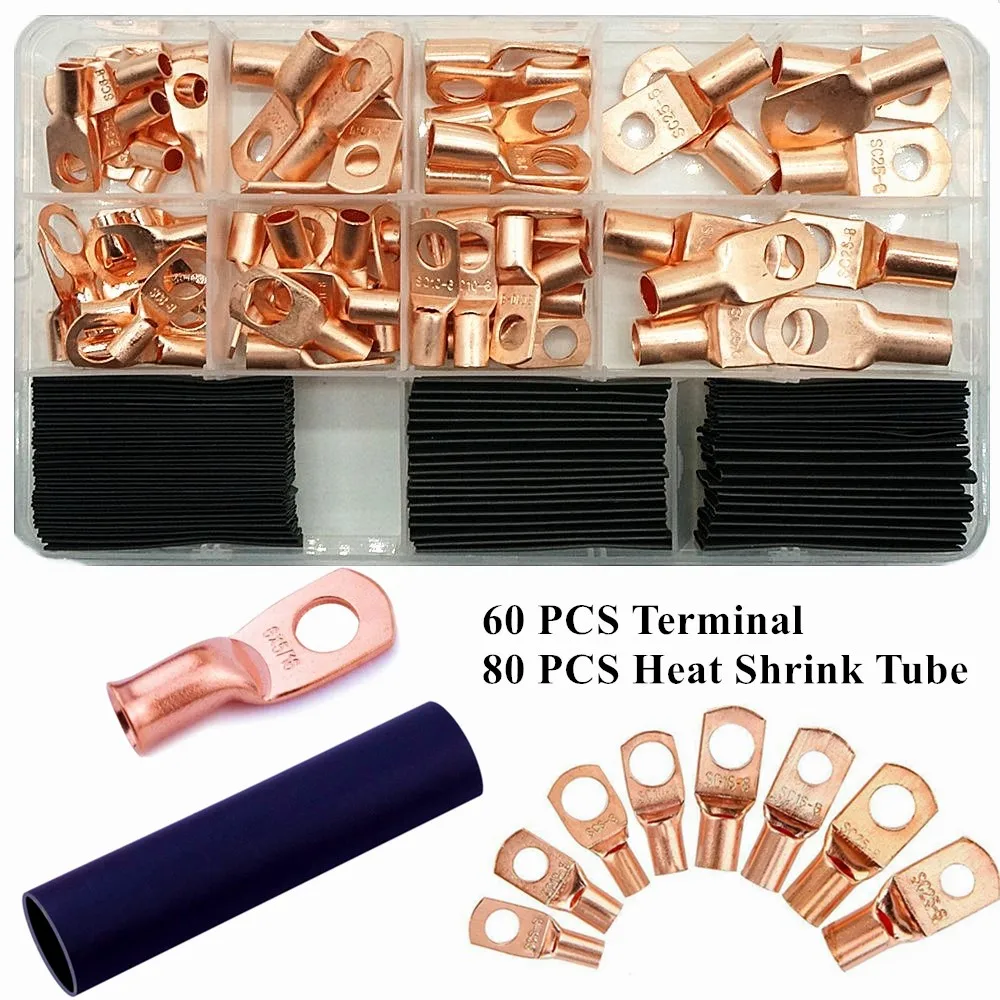 Wire Terminal Connectors, Assorted Heavy Duty Wire Lugs, Tubular SC Ring Terminals Connectors with Spy Hole Assortment Set
Wire Terminal Connectors, Assorted Heavy Duty Wire Lugs, Tubular SC Ring Terminals Connectors with Spy Hole Assortment Set