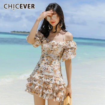 CHICEVER Patchwork Ruffle Print Hit Color Women's Slash Neck Puff Sleeve Mini Summer Dresses Female Sexy Chic Style Clothes 2020
CHICEVER Patchwork Ruffle Print Hit Color Women's Slash Neck Puff Sleeve Mini Summer Dresses Female Sexy Chic Style Clothes 2020
