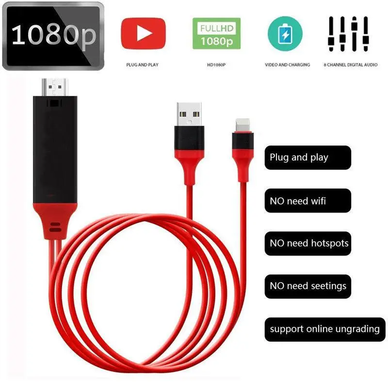 1080P 6 Футов 8 контактный интерфейс Apple для HDMI TV AV Кабель адаптер iPhone 6S 7 Plus X r30|Кабели