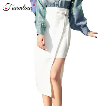 Foamlina Eelgant Women White Skirt 2020 New Spring Summer High Waist Asymmetrical Casual Ladies Work Office Midi Skirt 
Foamlina Eelgant Women White Skirt 2020 New Spring Summer High Waist Asymmetrical Casual Ladies Work Office Midi Skirt