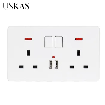UNKAS Wall Power Socket Double UK Standard Outlet Switched 2.1A Dual USB Charger Port LED indicator 146mm*86mm White Color
UNKAS Wall Power Socket Double UK Standard Outlet Switched 2.1A Dual USB Charger Port LED indicator 146mm*86mm White Color