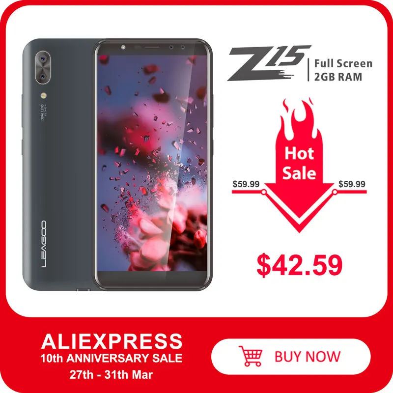 LEAGOO Z15 Mobile Phone 5.99" 18:9 Full Screen 2GB RAM 16GB ROM Dual Rear Camera 3000mAh Android MT6580M Quad Core 3G Smartphone
LEAGOO Z15 Mobile Phone 5.99" 18:9 Full Screen 2GB RAM 16GB ROM Dual Rear Camera 3000mAh Android MT6580M Quad Core 3G Smartphone