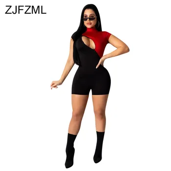 Contrast Color Sexy Bandage Playsuit Women Turtlenecks Hollow Out Bodycon Short Jumpsuit 2020 Summer Short Sleeve Bodycon Romper
Contrast Color Sexy Bandage Playsuit Women Turtlenecks Hollow Out Bodycon Short Jumpsuit 2020 Summer Short Sleeve Bodycon Romper