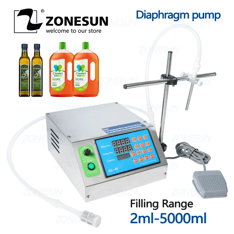 ZONESUN Diaphragm Pump Bottle Filler Semi-automatic Liquid Vial Desk-top Filling Machine for Juice Beverage Oil Perfume
ZONESUN Diaphragm Pump Bottle Filler Semi-automatic Liquid Vial Desk-top Filling Machine for Juice Beverage Oil Perfume