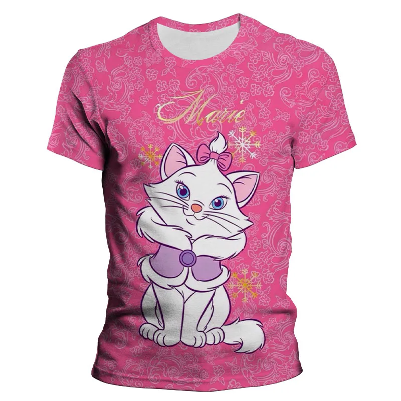 Новая крутая модная футболка Disney женская с принтом кота Мари летние футболки