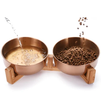 Stainless Steel Pet Feeding Bowl Dog Cat Feeder with 15 Degree Tilted Wooden Stand Holder Pets Supplies 
Stainless Steel Pet Feeding Bowl Dog Cat Feeder with 15 Degree Tilted Wooden Stand Holder Pets Supplies