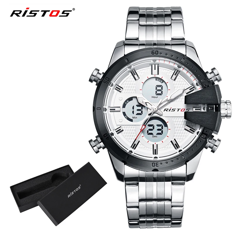 RISTOS Fashion Relojes Masculino Hombre Multifunction Stainless Steel Man Sport Watches Male Chronograph Digital Wristwatch 9345
RISTOS Fashion Relojes Masculino Hombre Multifunction Stainless Steel Man Sport Watches Male Chronograph Digital Wristwatch 9345