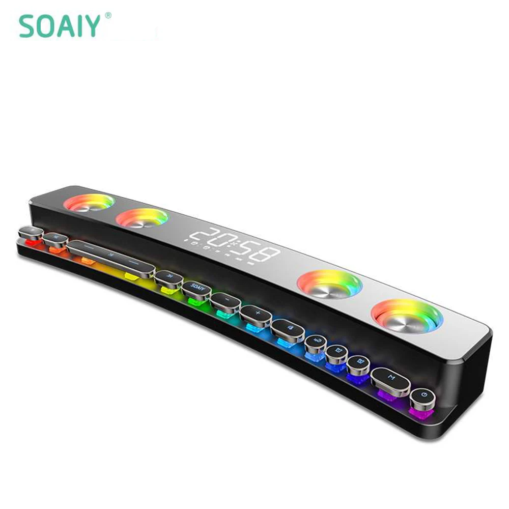 Computer speakers Bluetooth wireless gaming speakers Clock LED Display 3D stereo subwoofer AUX FM Sound bar for TV home theater
Computer speakers Bluetooth wireless gaming speakers Clock LED Display 3D stereo subwoofer AUX FM Sound bar for TV home theater