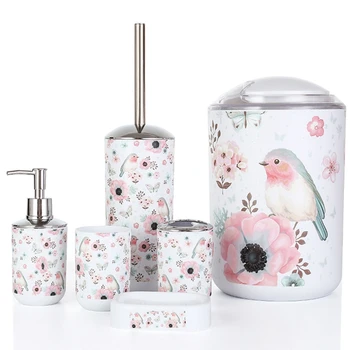 Nordic 6Pcs/Set Printing Bathroom Accessory Set Lotion Dispenser Toothbrush Holder Tumbler Cup Soap Dish Toilet Brush Trash Can-
Nordic 6Pcs/Set Printing Bathroom Accessory Set Lotion Dispenser Toothbrush Holder Tumbler Cup Soap Dish Toilet Brush Trash Can-