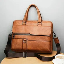 

New Men Briefcase Bags Business Leather Shoulder Messenger Bags Man Work Handbag 14 Inch Laptop Bag Bolso Hombre Bolsa Masculina