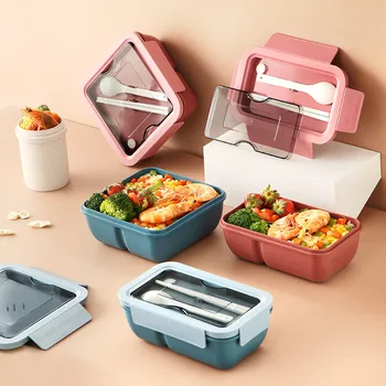 

square Wheat straw environmental protection lunch box microwave oven Bento Box preservation soup pot food storage container
