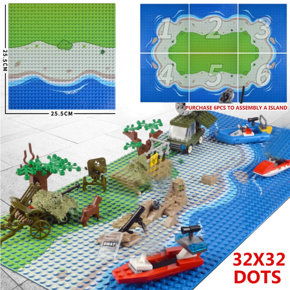 Military Island Base Plates 32*32 dots Baseplate Board for Classic Bricks Building Blocks Parts Compatible legoed City Figures
Military Island Base Plates 32*32 dots Baseplate Board for Classic Bricks Building Blocks Parts Compatible legoed City Figures