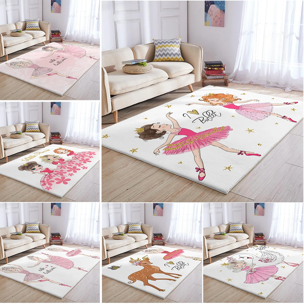

Cartoon Ballet Girl Kids Carpets Non-Slip Carpet for Living Room Study Mat Floor Mat Washable Area Rugs Doormat Bedroom Decor