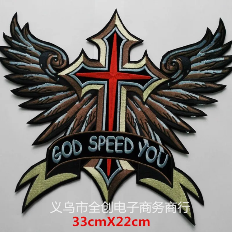 

Embroidery Patches Letters Cross God Strange Things Clothing Accessories Heat Transfer Badge Iron Clothes