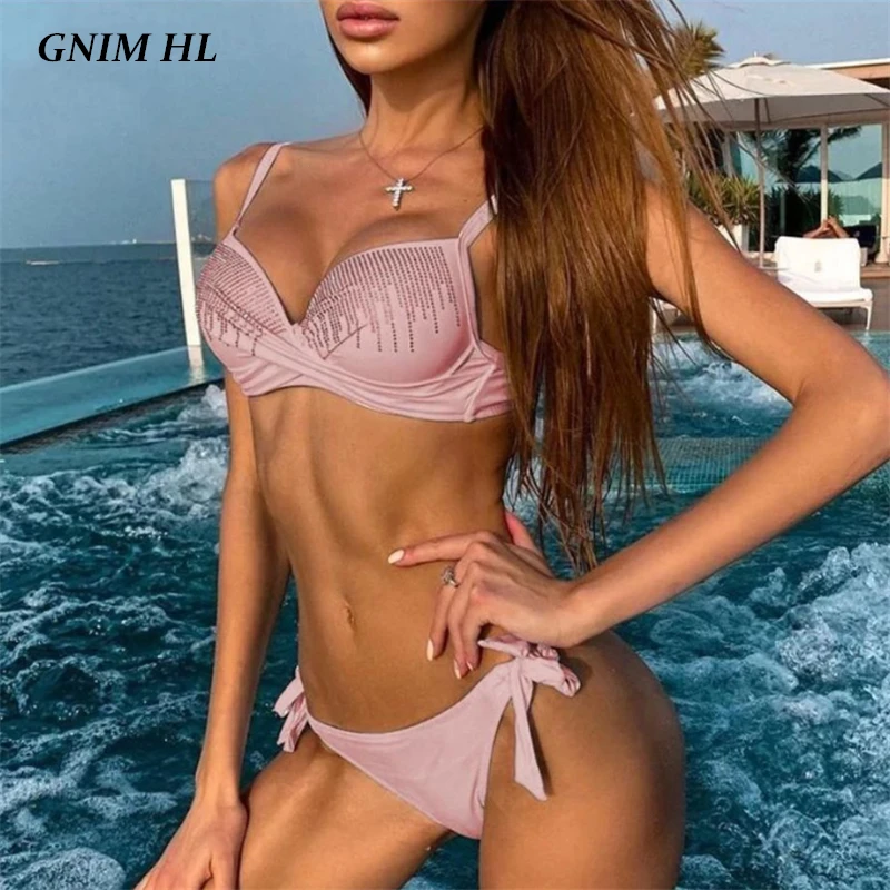 GNIM Bandage Bikini Swimwear Women Push Up 2020 Sexy Solid Brazilian Diamond Swimsuit Female Two Pieces Summer Beachwear Biquini
GNIM Bandage Bikini Swimwear Women Push Up 2020 Sexy Solid Brazilian Diamond Swimsuit Female Two Pieces Summer Beachwear Biquini