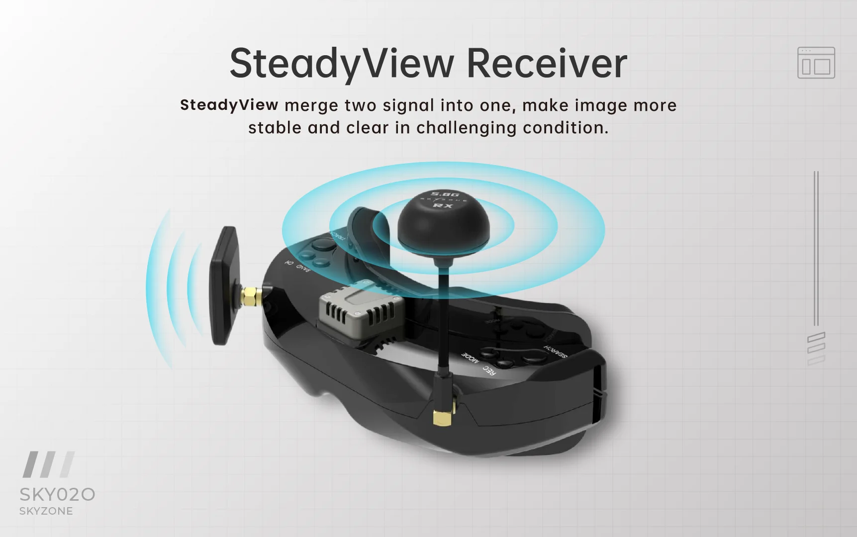 SKYZONE SKY02O FPV Goggles 640*400 OLED 5.8Ghz SteadyView Diversity RX Built in HeadTracker DVR HDMI AVIN/OUT for RC Racing Drone