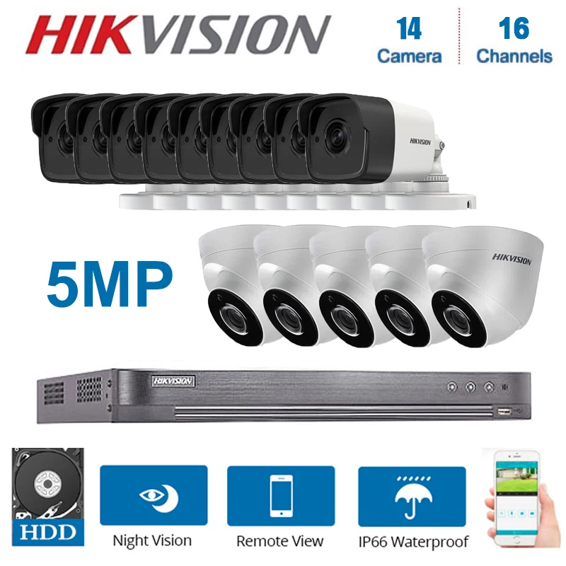 Network Hikvision 16Channels DVR Video Surveillance with 14Pcs 5MP Camera Night Vision CCTV Security System Kits
Network Hikvision 16Channels DVR Video Surveillance with 14Pcs 5MP Camera Night Vision CCTV Security System Kits